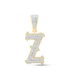 10K Yellow Gold Real Diamond Block Font Pointed Letter Initial Z Pendant 1/2 CT
