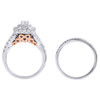 14K White Gold Round Solitaire Diamond Wedding Ring Cushion Halo Bridal Set 1 CT