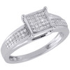 .925 Sterling Silver Diamond Promise Anniversary Engagement Square Ring 0.15 Ct.