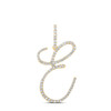 14K Yellow Gold Real Diamond Fancy Cursive Script Font Initial E Pendant 1/2 CT