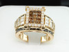 Brown Diamond Engagement Ring 14K Yellow Gold Princess Round Baguette Cut 2 Ct