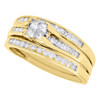 10K Yellow Gold Princess Cut Diamond Bridal Set Engagement Wedding Ring 0.65 ct.