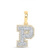 10K Yellow Gold Real Diamond Unisex Tiered Block Font Initial P Pendant 1/2 CT