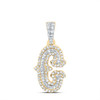 10K Yellow Gold Real Diamond Block Font Pointed Letter Initial C Pendant 1/3 CT