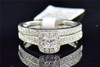 Ladies 14K White Gold Princess Cut Halo Diamond Engagement Ring Bridal Set .51Ct
