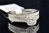 Ladies 14K White Gold Princess Cut Halo Diamond Engagement Ring Bridal Set .51Ct
