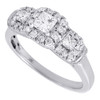 Diamond Solitaire Three Stone Engagement Ring White Gold Princess Cut 0.75 Tcw.