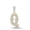 10K Yellow Gold Real Diamond Block Font Pointed Letter Initial Q Pendant 3/8 CT