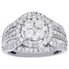 14K White Gold Diamond Ladies Flower Cluster Halo Engagement Ring 2 Ct.