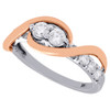 14K White Gold Two Stone Diamond Love & Friendship Swirl Engagement Ring 0.75 Ct