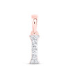 10K Rose Gold Diamond Women's Block Font Initial I Mini Letter Pendant 1/12 CT