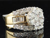 14K Ladies Yellow Gold 2ct Flower Round Cut Diamond Engagement Ring Wedding Band