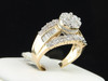 14K Ladies Yellow Gold 2ct Flower Round Cut Diamond Engagement Ring Wedding Band