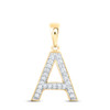 10K Yellow Gold Real Diamond Women's Block Font Initial A Letter Pendant 1/10 CT