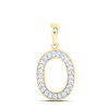 10K Yellow Gold Real Diamond Women's Block Font Initial O Letter Pendant 1/10 CT