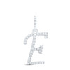 10K White Gold Diamond Women Fancy Script Font Initial E Letter Pendant 1/6 CT
