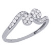 14K White Gold Love & Friendship Two Stone Diamond Engagement Ring Swirl 1/3 Ct