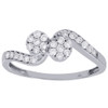 14K White Gold Love & Friendship Two Stone Diamond Engagement Ring Swirl 1/3 Ct