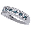 10K White Gold Blue Diamond Wedding Band Infinity Love Anniversary Ring 0.33 CT.