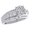 10K White Gold Round & Baguette Diamond Circle Cluster Engagement Ring 0.50 CT.