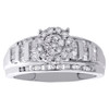 10K White Gold Round & Baguette Diamond Circle Cluster Engagement Ring 0.50 CT.