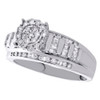 10K White Gold Round & Baguette Diamond Circle Cluster Engagement Ring 0.50 CT.