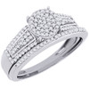Diamond Engagement Wedding Ring 10K White Gold Round Pave Head Bridal Set 1/3 Ct