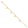 10K Yellow Gold CZ Women's Dangling Ladybug Charm Cable Link Anklet 9" + 1" Ext
