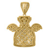 10K Yellow Gold CZ Men's 1.40" Iced Charm Dollar Sign Money Bag w/ Wings Pendant