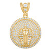 10K Yellow Gold Round CZ Men's 1.40" Iced Out Medallion Egyptian Pharoah Pendant