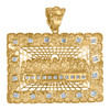 10K Yellow Gold Princess CZ Men's 2" Religious Charm Last Supper Frame Pendant
