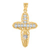 10K Yellow Gold Princess Cut CZ Unisex 1.55" Cross Charm Jesus Crucifix Pendant
