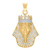 10K Two Tone Gold Round CZ Men's 1.30" Egyptian God Charm King Pharoah Pendant