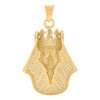 10K Two Tone Gold Round CZ Men's 1.30" Egyptian God Charm King Pharoah Pendant