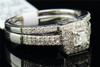 Ladies 14K White Gold Princess Cut Solitaire Diamond Engagement Ring Bridal Set