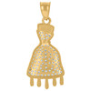 10K Yellow Gold Round CZ Men's 1.25" Charm Dollar Sign Drip Money Bag Pendant