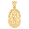 10K Yellow Gold Round CZ Men's 1.65" Egyptian God Charm King Tut Pharoah Pendant