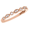 10K Rose Gold Diamond Anniversary Ring Ladies Milgrain Wedding Band 0.17 Ct.