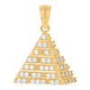 10K Yellow Gold Round Cut CZ Men's 0.80" Egyptian Charm 2-Sided Pyramid Pendant