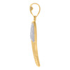 10K Two Tone Gold Round Cut CZ Unisex 1.65" Textured Charm Angel Wing Pendant
