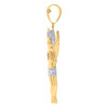 10K Two Tone Gold Red CZ Unisex Diamond Cut Charm Angel Holding Heart Pendant