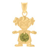 10K Yellow Gold Green CZ Women August Birthstone Charm Smiling Baby Girl Pendant