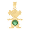 10K Yellow Gold Green CZ Womens August Birthstone Charm Smile Baby Girl Pendant