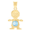 10K Yellow Gold Light Blue CZ Women's December Birthstone Charm Baby Boy Pendant