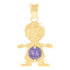 10K Yellow Gold Purple CZ Women's February Birthstone Charm Baby Boy Pendant
