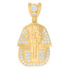 10K Yellow Gold Round CZ Men's 1.65" Egyptian Charm God King Tut Pharoah Pendant