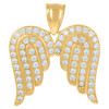 10K Yellow Gold Round Cut CZ Unisex Religious Charm Pair of Angel's Wing Pendant