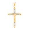 10K Yellow Gold Princess CZ Unisex 1.75" Religious Charm Jesus Crucifix Pendant