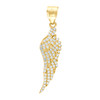 10K Yellow Gold Round CZ Men's 1.50" Religious Charm Single Angel's Wing Pendant