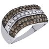 Brown Diamond Fashion Band .925 Sterling Silver Round Pave Ladies Ring 0.90 Ct.